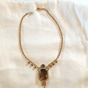 Vintage necklace with topaz-colored stones